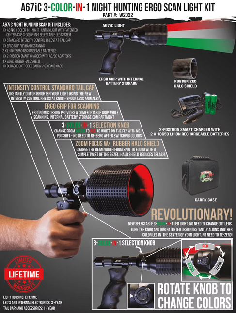 A67iC 3-color-in-1 Night Hunting hand scan Light kit