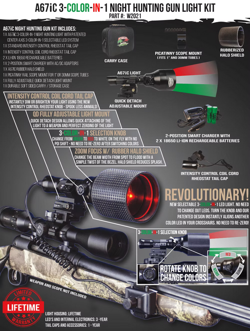 A67iC 3-color-in-1 Night Hunting Gun Light Kit